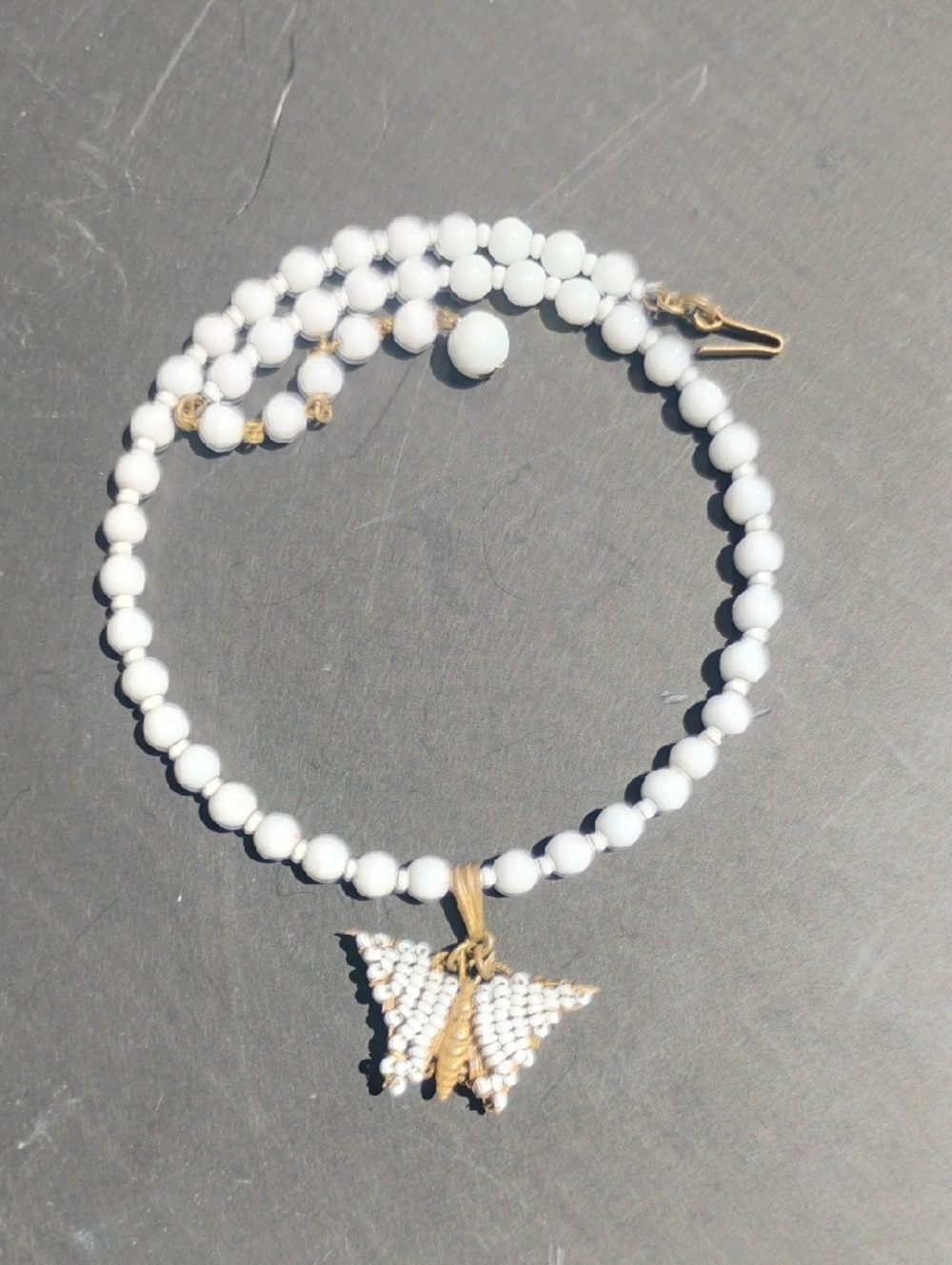 Miriam Haskell Designer Necklace Handmade With Beaded Buterfly And Extender